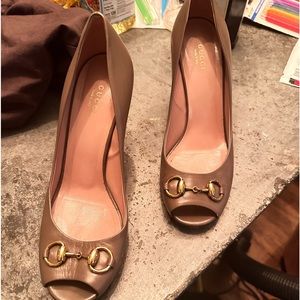 Authentic Gucci heels color is Taupe